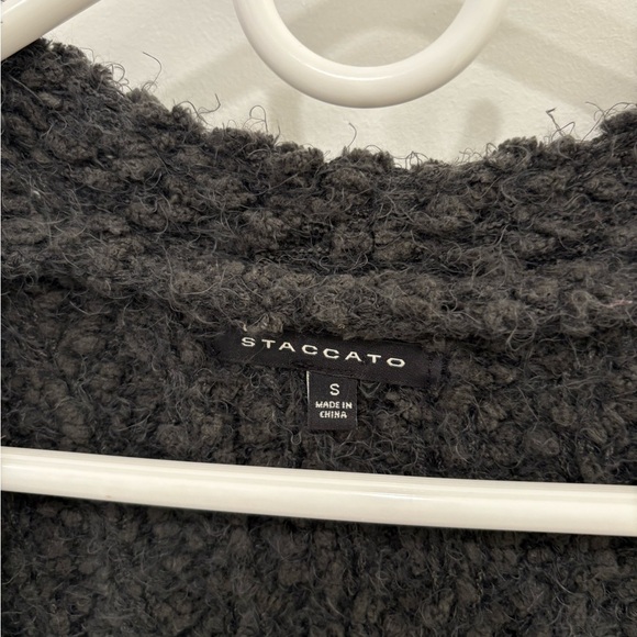 Staccato Charcoal Grey Fuzzy Eyelash Cardigan Size Small - Picture 8 of 8